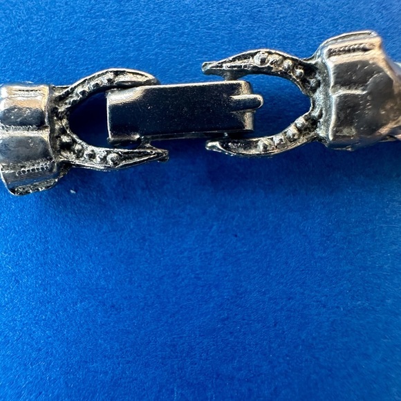 Vintage Etruscan Choker Necklace Tassel Heart Silver Tone Unsigned MCM Statement - Picture 14 of 17